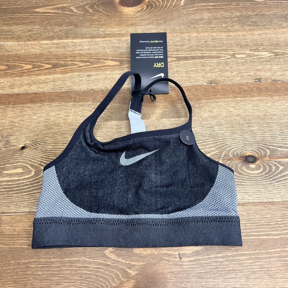 Nike Swoosh DRY-FIT Sports Bra Girls Small in Black & Grey‎